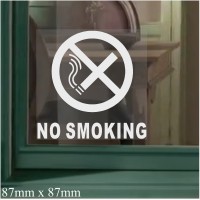 6 x No Smoking-WINDOW Stickers with Text-Self Adhesive Warning Signs-Health and Safety-Home,Office,Premises,Factory